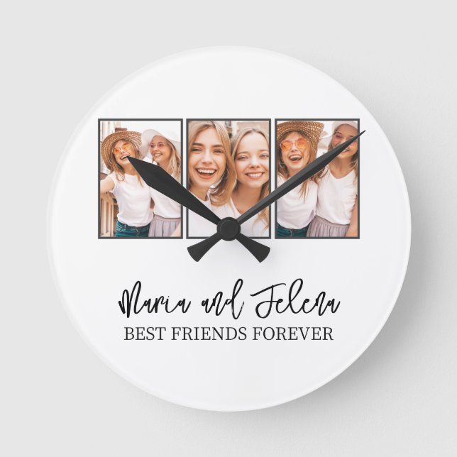 Personalised Friendship BFF Photo Template Round Clock (Front)