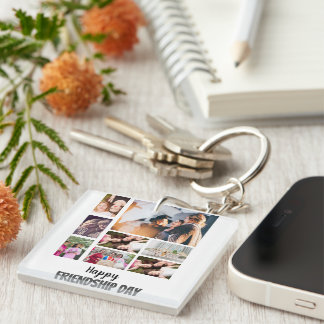 Personalised Friendship Day 8 Photo Collage Key Ring