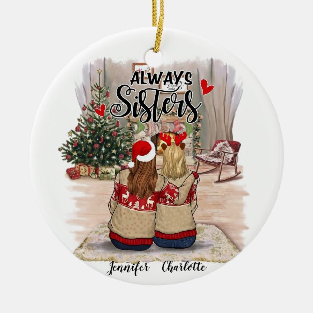 Personalised Friendship Ornaments for Sisters (Front)