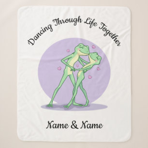 Personalised Frog Couple Sherpa Blanket