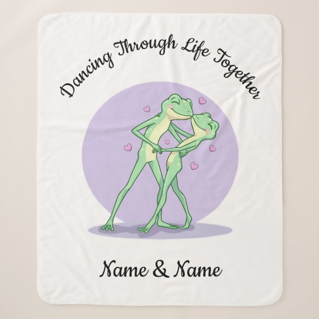 Personalised Frog Couple Sherpa Blanket (Front)