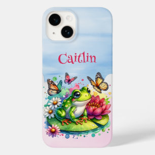 Personalised Frog, Flowers and Butterflies Case-Mate iPhone 14 Case