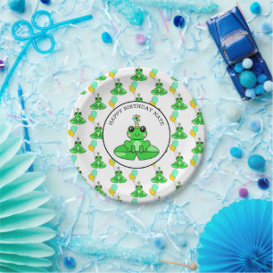 Personalised Frog Happy Birthday Paper Plate