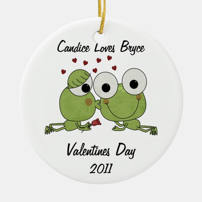 Personalised Frog Kisses Valentine Ornament (Front)