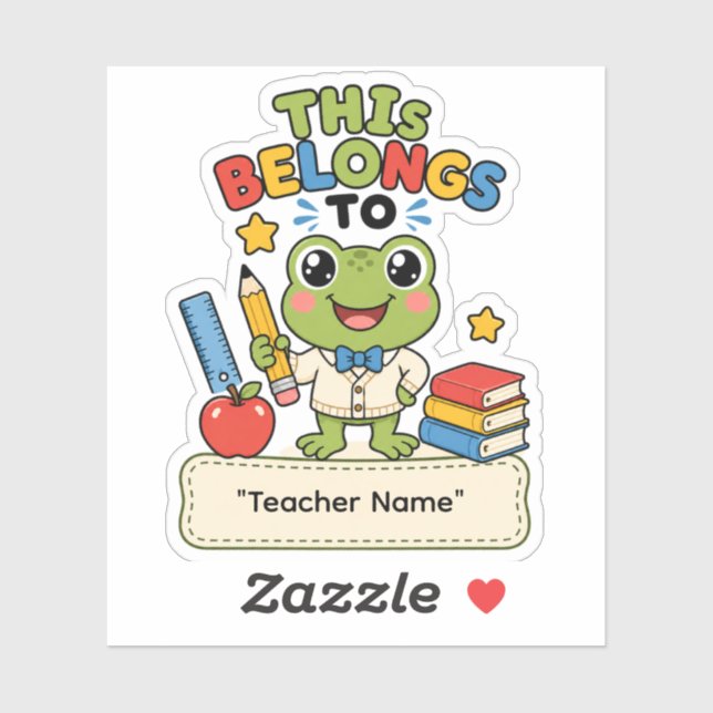 Personalised Frog School Name Sticker (Sheet)