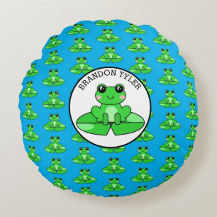 Personalised Frog Themed  Round Cushion