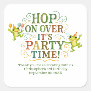 Personalised Frog Toddler Kids Boy Girl Birthday Square Sticker