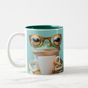 Personalised Frog with Glasses Two-Tone Coffee Mug