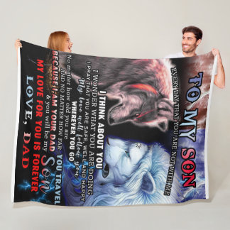 Personalised From Lion Dad To My Wolf Son Fleece Blanket