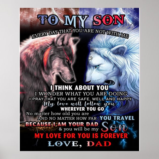 Personalised From Lion Dad To My Wolf Son Poster (Front)