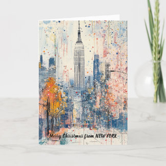 Personalised From NYC Christmas Illustration Holiday Card