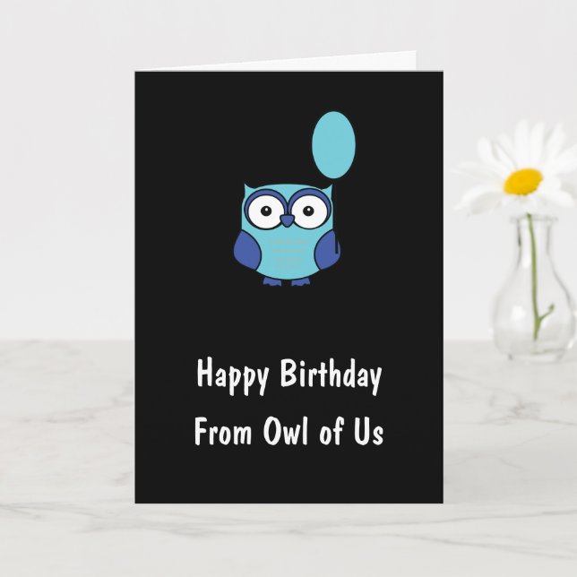 Personalised From Owl of Us Blue Owl Birthday Card (Small Plant)