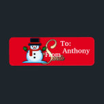 Personalised From Santa Snowman Red Christmas Return Address Label<br><div class="desc">Sometimes we have to be the physical helper for Santa! Personalised stickers from Santa will surely make this easier! Don't just say it...  Prove it with a visual mark on your children's presents from Santa himself! Surely a Best Mum ever move! Merry Christmas!</div>