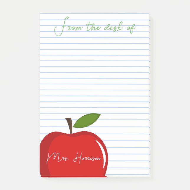 Personalised  from Teacher Red Apple's Desk Post-it Notes (Front)
