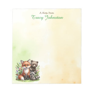 Personalised From the Desk of  Fox, Bear & Racoon Notepad