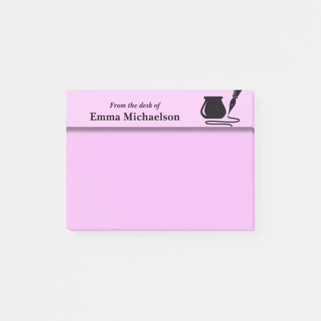 Personalised From the Desk of Office, pink Post-it Notes (Front)