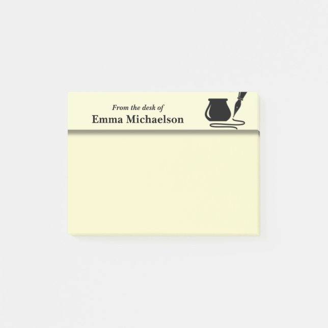 Personalised From the Desk of Office, yellow Post-it Notes (Front)