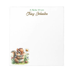 Personalised From the Desk of Watercolor Chipmunk Notepad