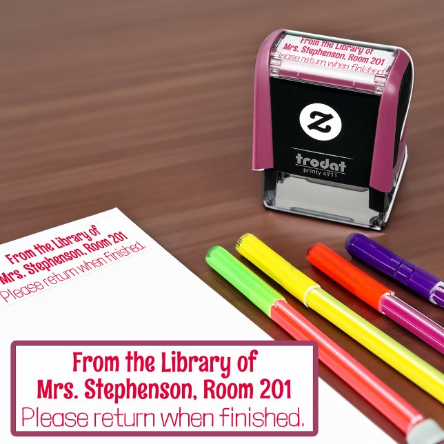 Personalised From the Library Of Book Teacher Self-inking Stamp (personalized library book classroom teacher rubber stamp)