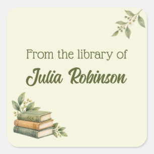 Personalised From the Library of Botanical Square Sticker