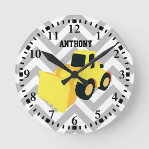 Personalised Front End Loader Construction Truck Round Clock