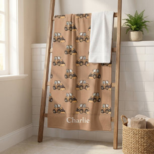 Personalised Front Loader Truck Kids Bath Towel