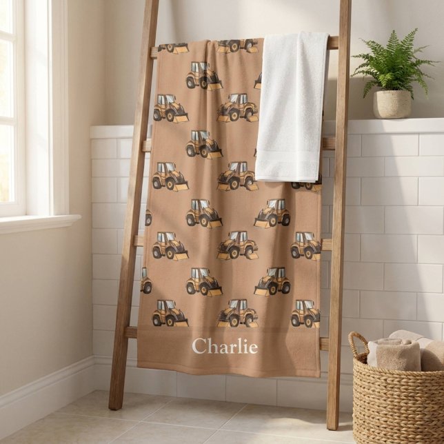 Personalised Front Loader Truck Kids Bath Towel (Creator Uploaded)