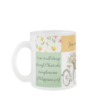  Personalised Frosted Glass Mug -  Floral Bicycle 