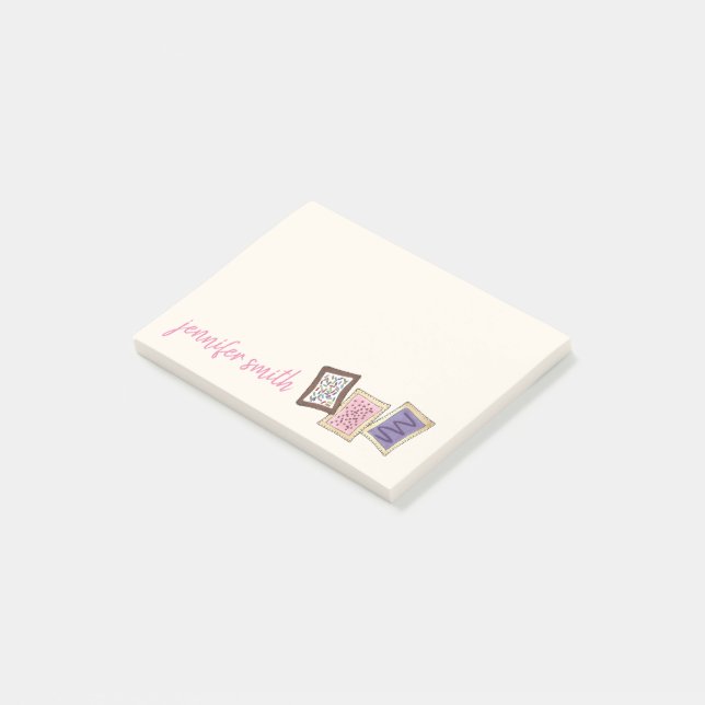 Personalised Frosted Toaster Pastry Breakfast Food Post-it Notes (Angled)