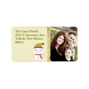 Personalised Frosty Snowman Polka Do Mailing Label