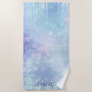 Personalised Frozen Icicles Beach Towel