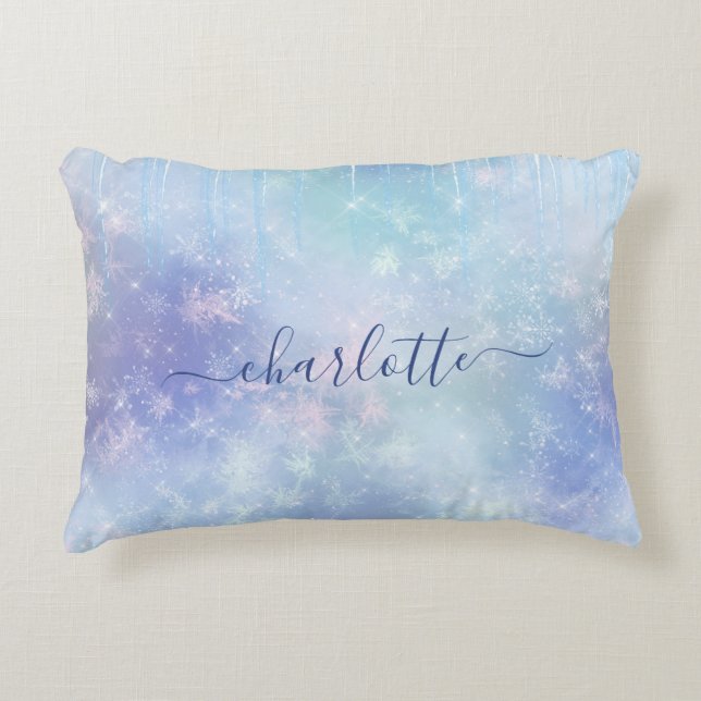 Personalised Frozen Icicles Decorative Cushion (Front)