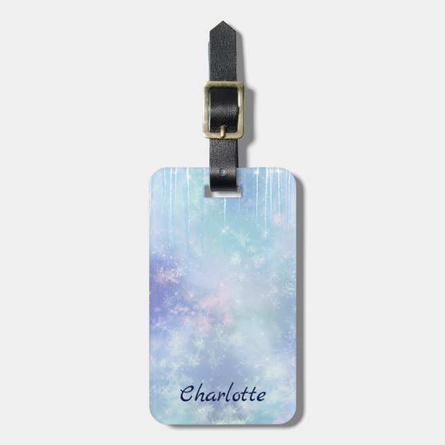 Personalised Frozen Icicles Luggage Tag (Front Vertical)