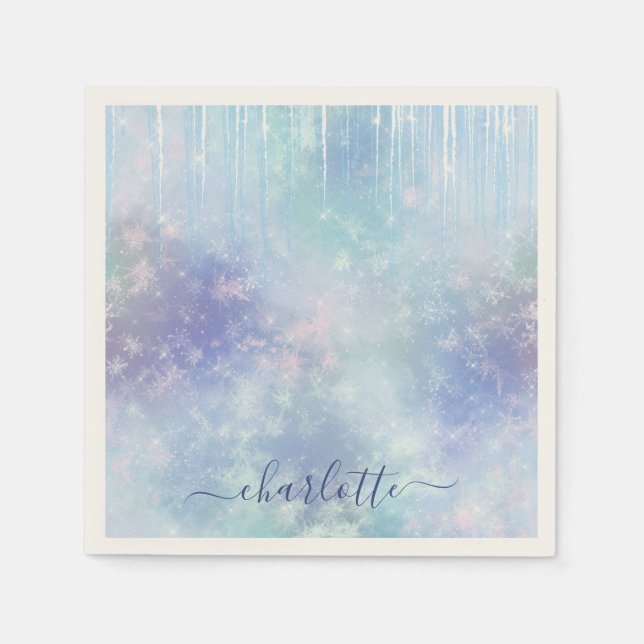 Personalised Frozen Icicles Napkin (Front)