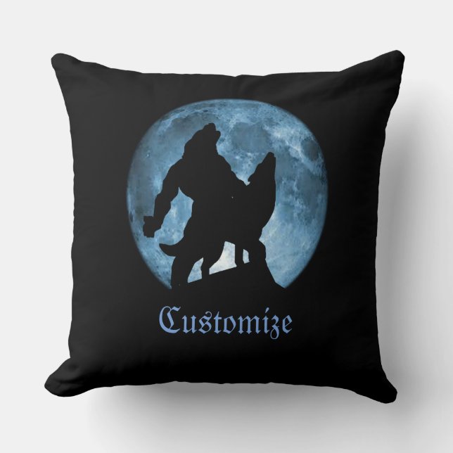Personalised Full Moon Werewolf Throw Pillow (Front)