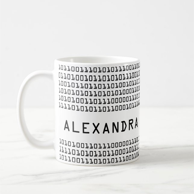 Personalised Fun and Cool Binary Code Pattern Coffee Mug (Left)