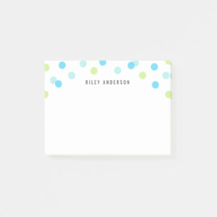 Personalised Fun Blue Aqua Green Confetti Post-it Notes