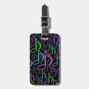 Personalised Fun Bright Neon Eighth Note Collage Luggage Tag
