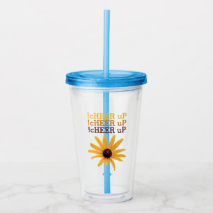 Personalised Fun "Cheer Up" Yellow Flower Acrylic Tumbler