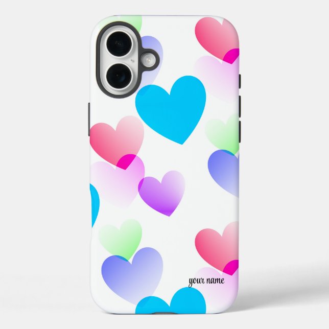 Personalised Fun, Colourful Gliding Hearts Pattern Case-Mate iPhone Case (Back)