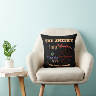 Personalised Fun & Colourful Halloween Spider Web Cushion