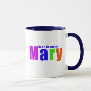 Personalised Fun Colourful "Mary" Name, Dark Blue Mug