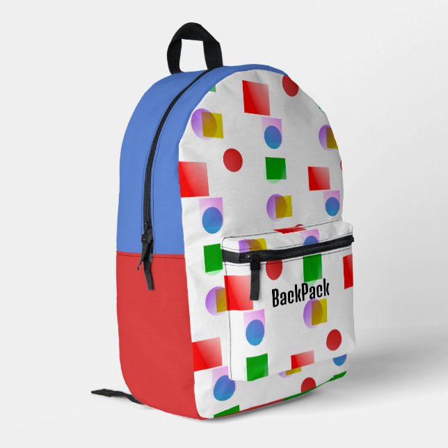 Personalised Fun Colours Inspirational Kids School Printed Backpack (Back Corner Left)