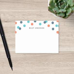 Personalised Fun Dark Blue Orange Confetti Post-it Notes