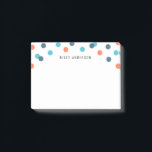 Personalised Fun Dark Blue Orange Confetti Post-it Notes<br><div class="desc">Fun colourful Post-it® Notes pad that you can personalise with you name featuring confetti in dark blue, blue and orange. Replace the placeholder text with your own name. For more options such as to change the font and it's size/colour click the "Customise" button. *Please note that the Zazzle Watermark that...</div>