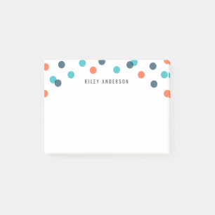 Personalised Fun Dark Blue Orange Confetti Post-it Notes