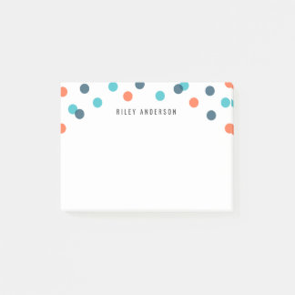 Personalised Fun Dark Blue Orange Confetti Post-it Notes