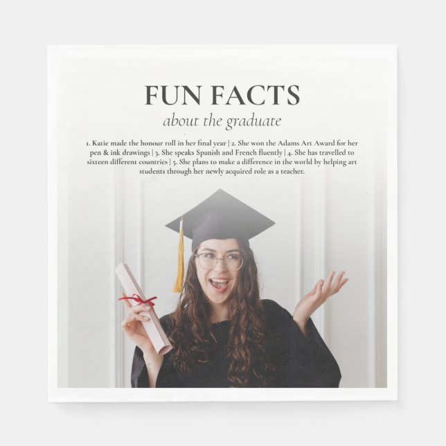 Personalised Fun Facts Graduation  Napkin (Front)
