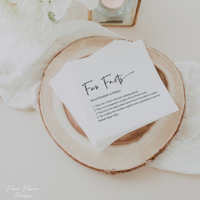 Personalised Fun Facts Wedding Cocktail Napkins (Creator Uploaded)