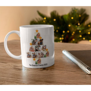 Personalised Fun Family Christmas 11 Photo Collage Coffee Mug